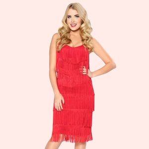 🔥Flash Sale🔥Shimmy & Shake Fringe Flapper Dress in Red Size 12 (L)~Was $130